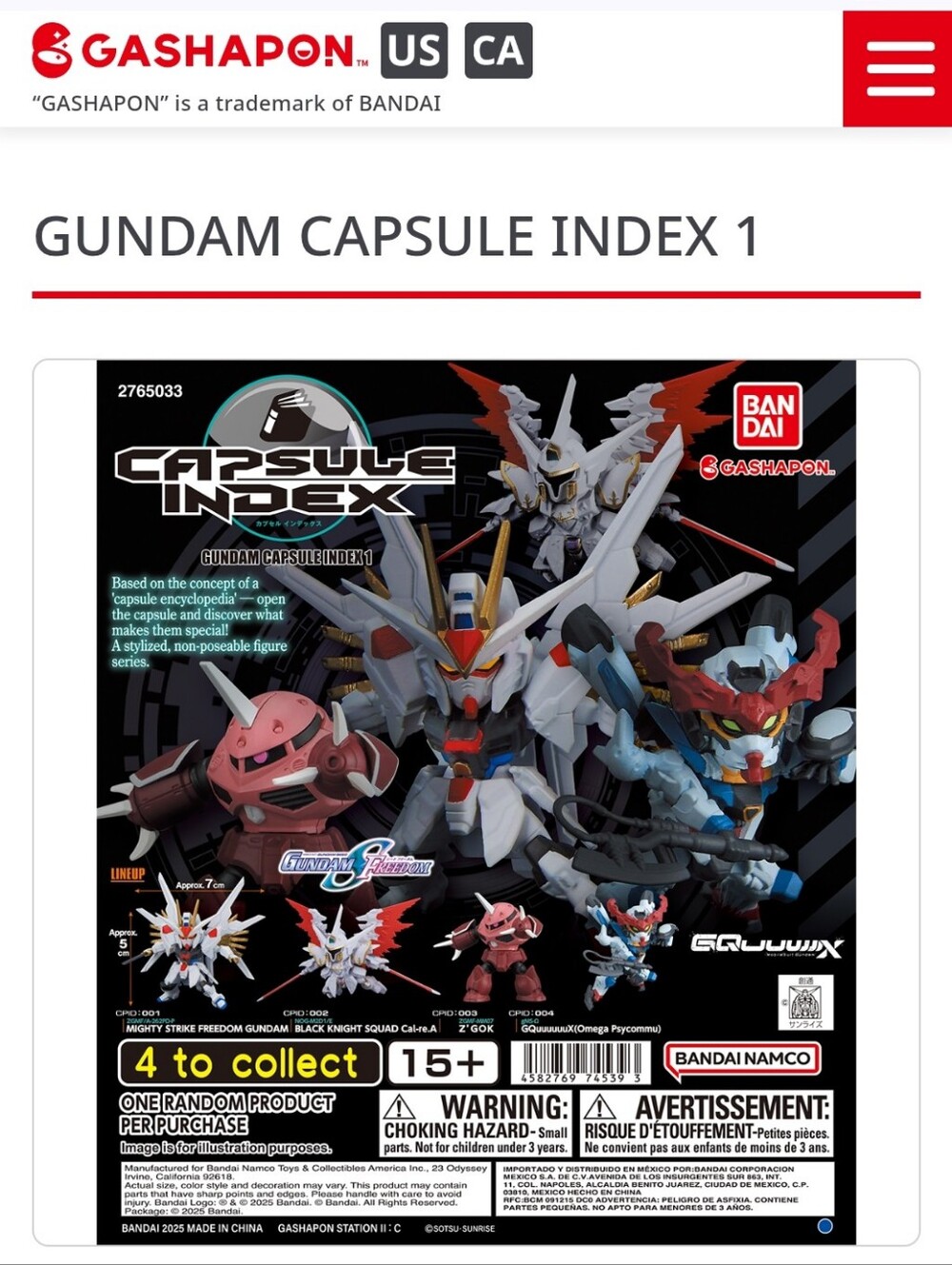 two brand-new, unopened Bandai Gashapon Gundam Capsule Index 01